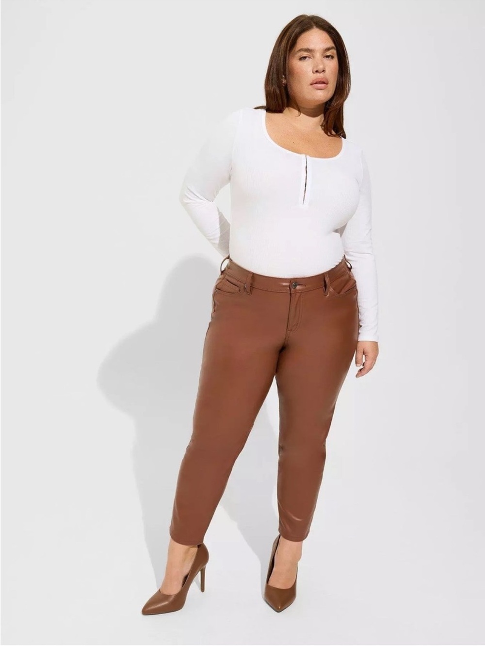 Torrid Perfect Skinny Faux Leather High Rise Pants Root Beer 16 Short NWT